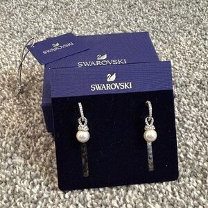 Swarovski Silver and Pearl Drop Earrings